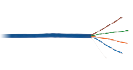 Кабель NETLAN U/UTP 4 пары, Кат.5e (Класс D), 100МГц, одножильный, BC (чистая медь), внутренний, PVC нг(B), синий, 305м 1
