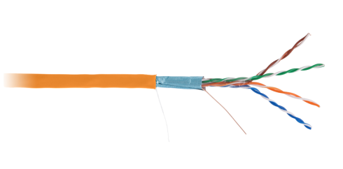 Кабель NETLAN F/UTP 4 пары, Кат.5e (Класс D), 100МГц, одножильный, BC (чистая медь), внутренний, LSZH нг(B)-HF, оранжевый, 305м 1